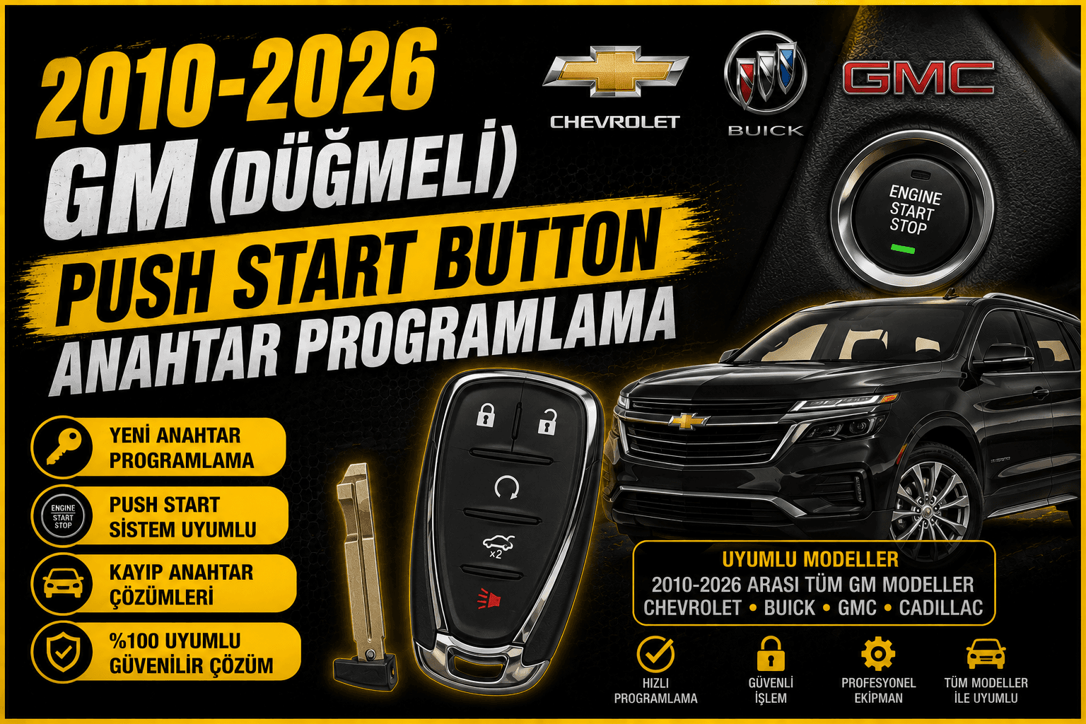 2010-2026 GM (DÜĞMELİ) PUSH START BUTTON ANAHTAR PROGRAMLAMA